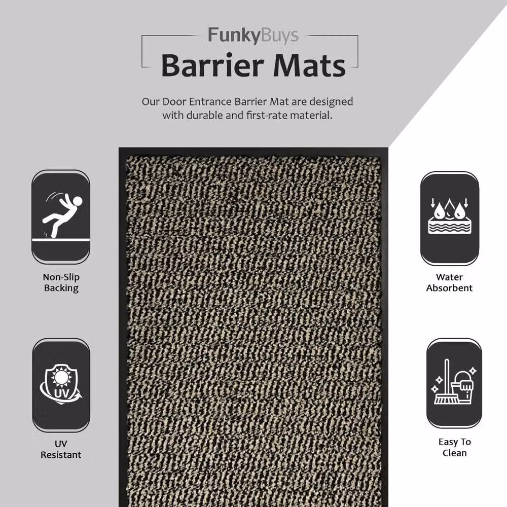 YnysTec Heavy Duty Non Slip Rubber Back Barrier Door Mat in Blue, W: 120 cm, D: 150 cm – 1
