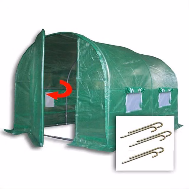 Crocodile Trading Ltd Pro Plus Reinforced Walk In Poly Tunnel Green House with Ground Kit, Green