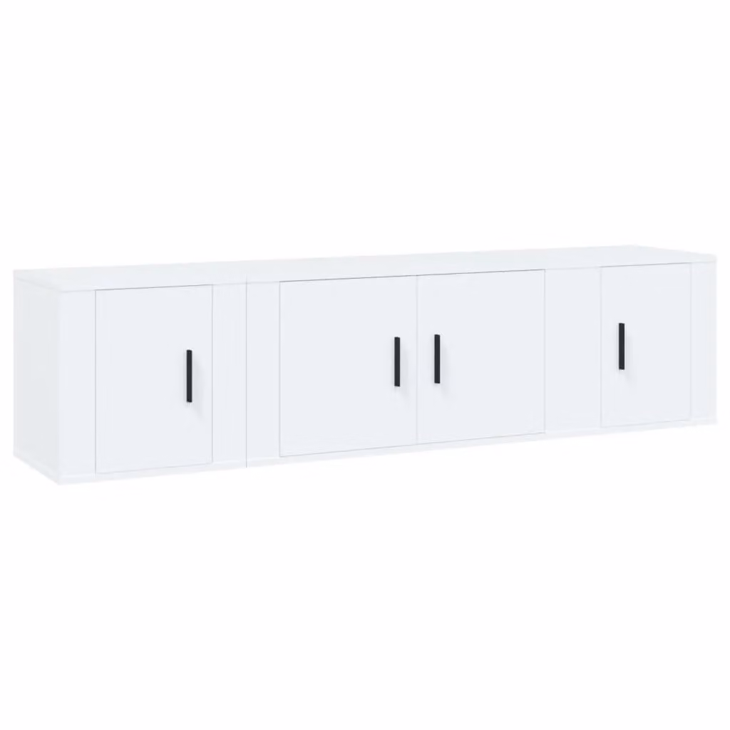 Berkfield Home 3 Piece White Matt MDF Classic TV Cabinet and Lowboard Set – 2