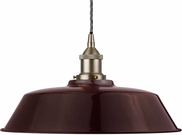 SE Home Chancery Pendant Light in Burgundy Red and Grey with Brushed Chrome Finish
