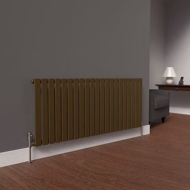 Lux Heat Flat Horizontal Steel Radiator in Gold, W: 147.0 cm, H: 60.0 cm