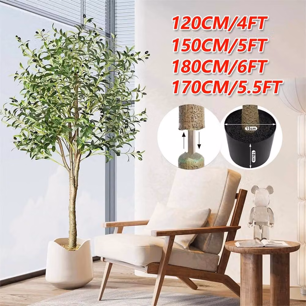 NESTLUNE Artificial Green Olive Tree, W: 100 cm, D: 15 cm – 2