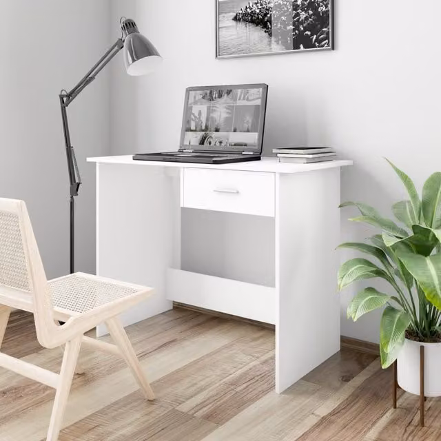 Berkfield Home Modern White Computer Desk in Engineered Wood W/D/H: 100 x 50 x 76 cm – 1