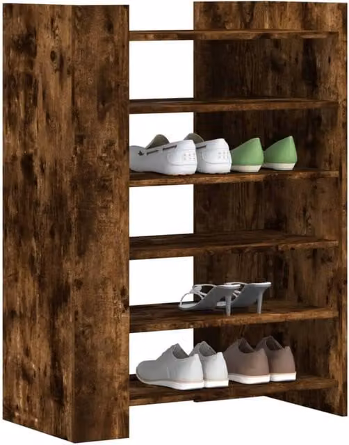 Berkfield Home Smoked Oak Shoe Cabinet, Brown, W/D/H: 74.5 x 37.5 x 100 cm