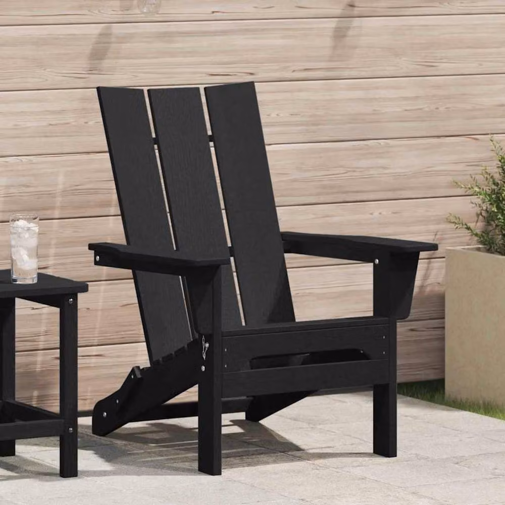 Berkfield Home Folding Adirondack Chair in Black, W/D/H: 74.5 x 80.5 x 90 cm – 2