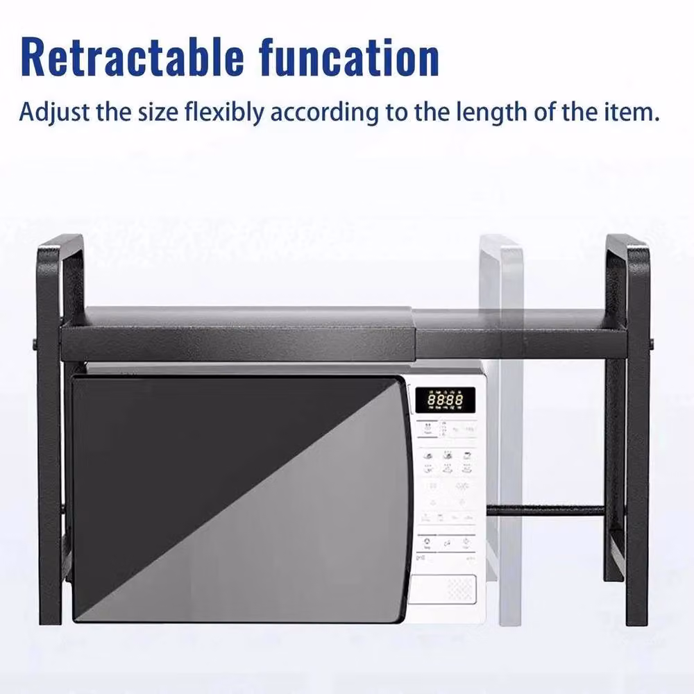 KORVIXA 2 Tier Expandable Microwave Oven Rack Stand in Black, W/D/H: 100 x 100 x 100 cm – 5