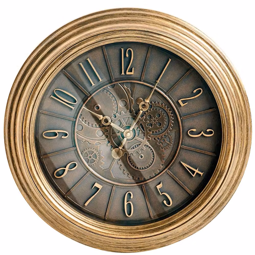 Wyld and Coco Industrial Gold Round Analog Wall Clock, Diameter: 50 cm – 2