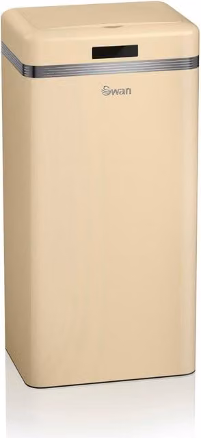Swan Retro 45L Square Sensor Bin in Black and Beige Metal