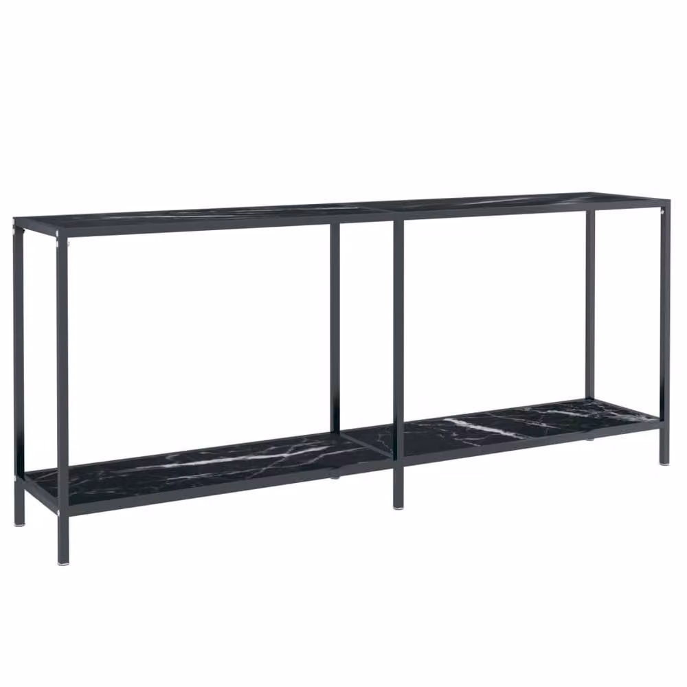 Berkfield Home Stylish Black Console Table with Tempered Glass, W: 180 cm, D: 35 cm, H: 75.5 cm – 3