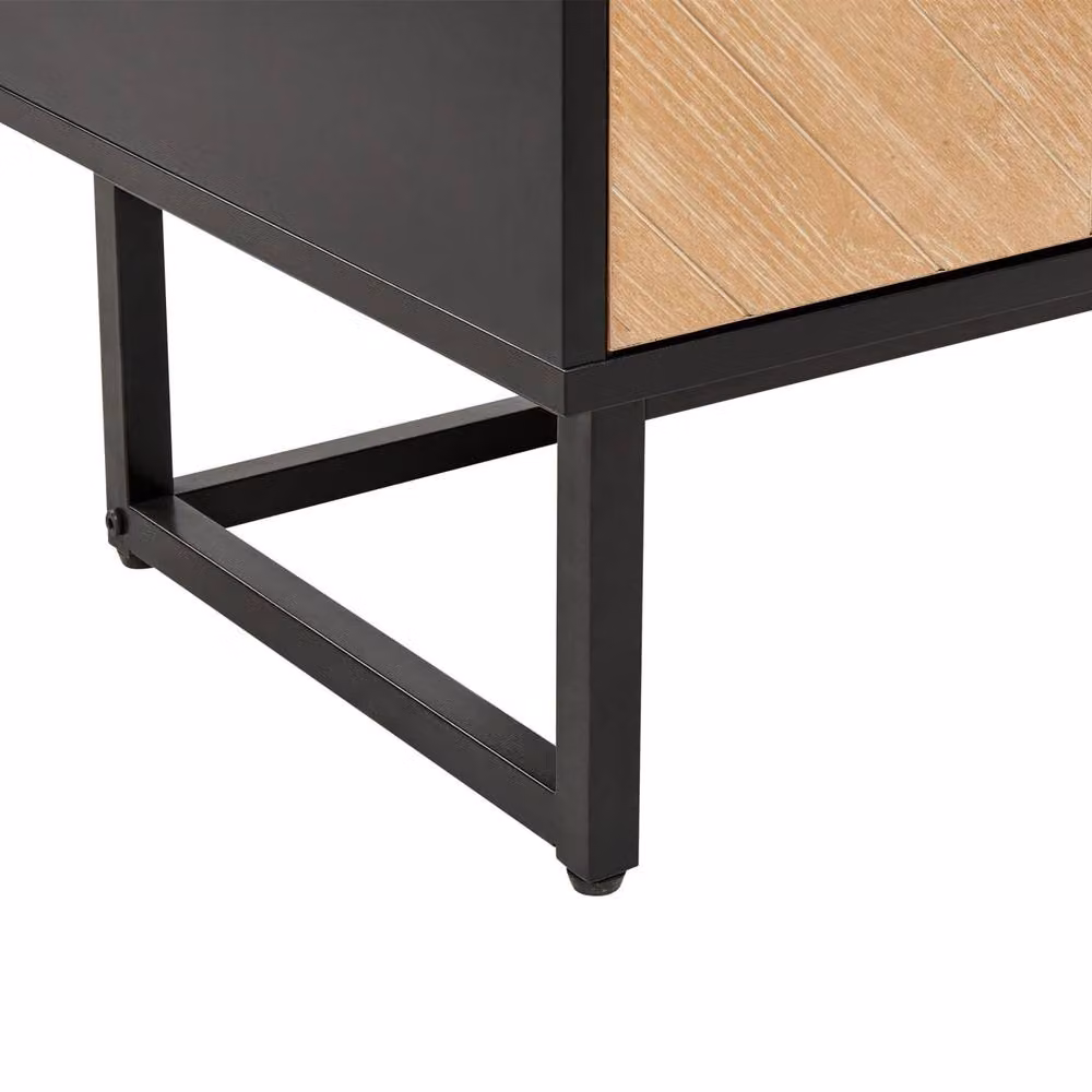 Wyld Haus Nordic Living Sideboard in Black with Light Wood Veneer, 2 Doors, Width: 80 cm – 5
