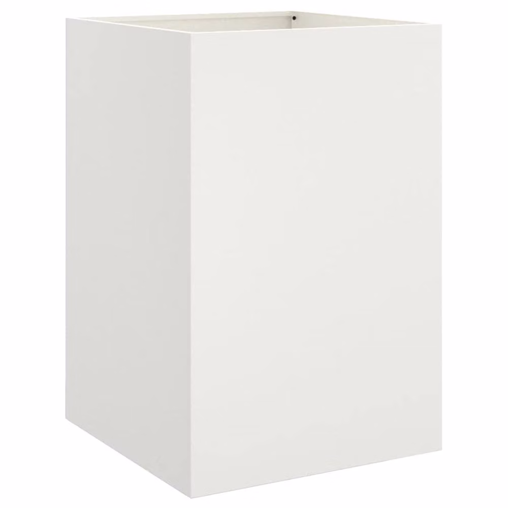 Berkfield Home Steel Planter Tub, White, W/D/H: 52 x 48 x 75 cm – 2