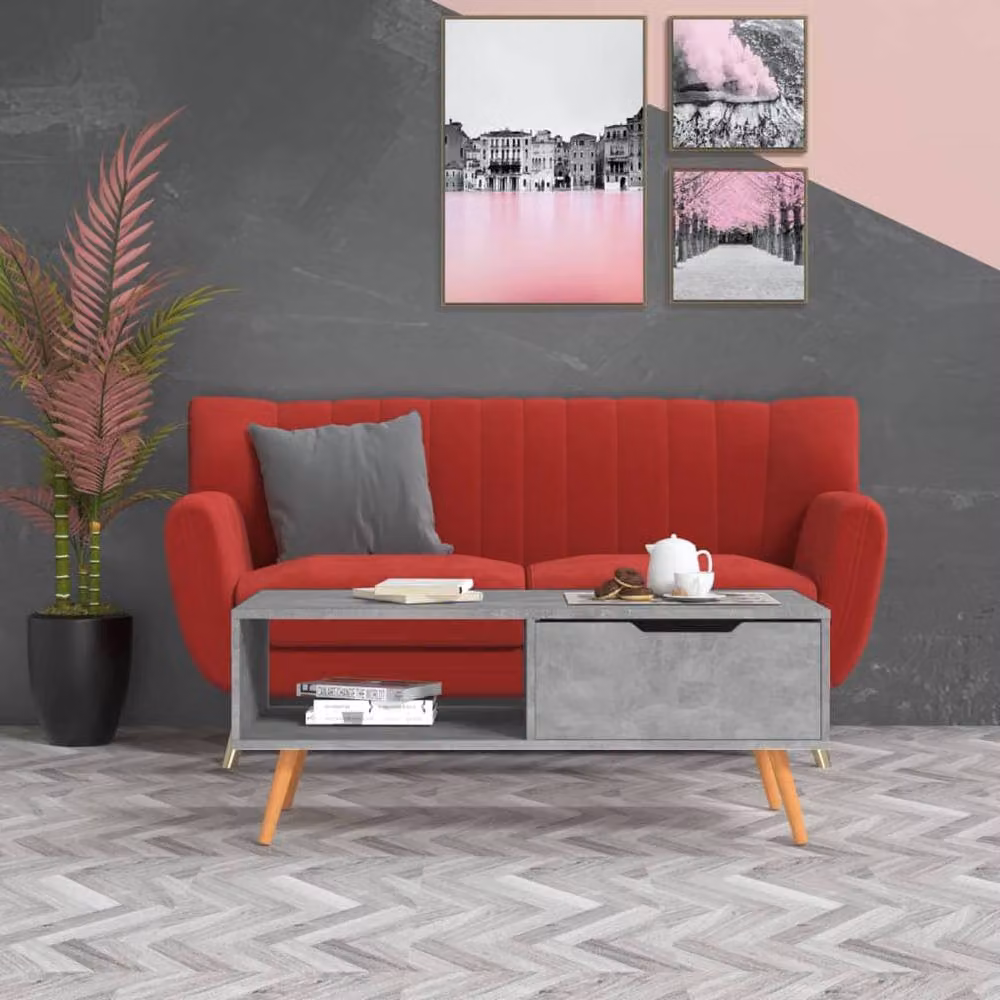Berkfield Home Elegant Coffee Table in Concrete Grey, W/D/H: 100 x 49.5 x 43 cm – 2