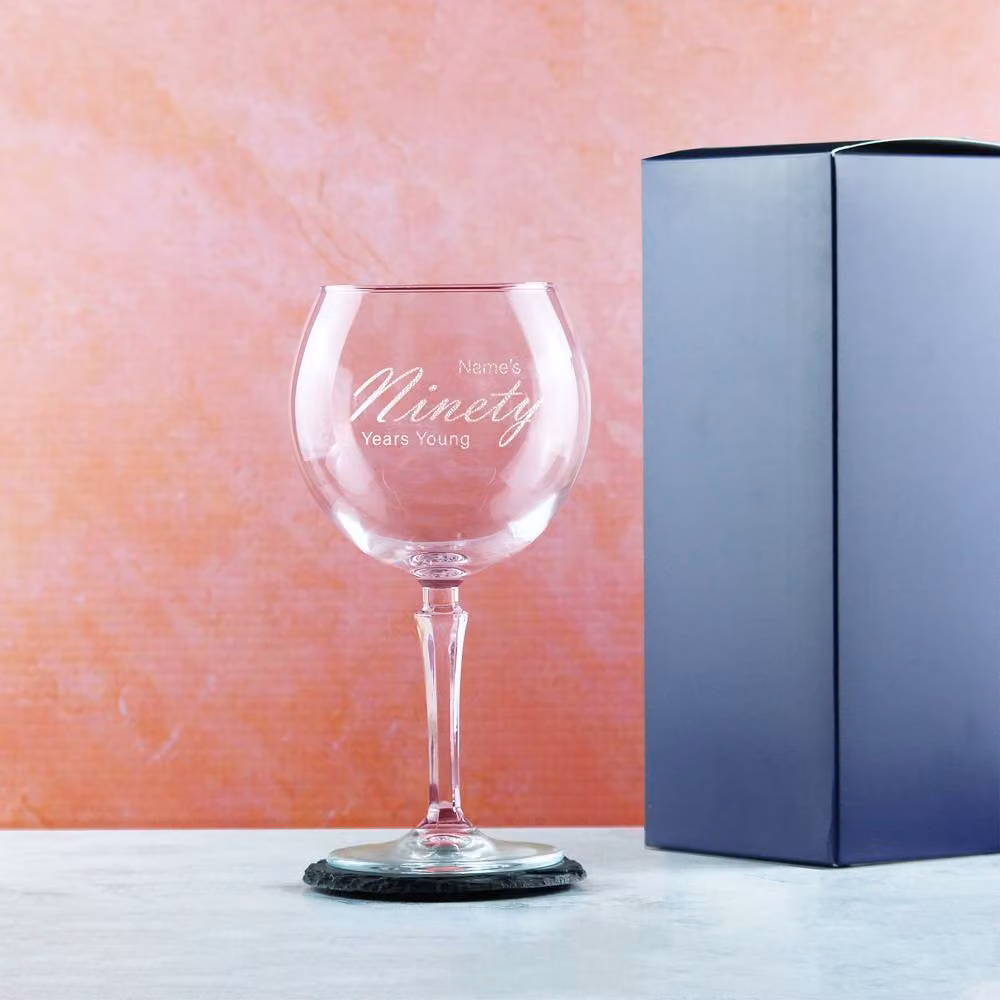 Uniqueful Personalised 90th Birthday Hudson Gin Glass for Women, Clear – 2