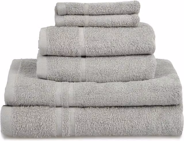 Allure Bath Fashions Hotel Essentials 6 Piece Cotton Towel Set in Silver Grey