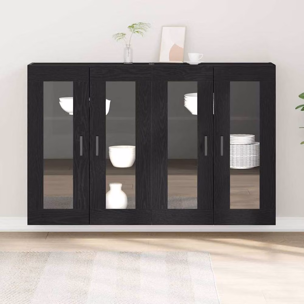 Berkfield Home Set of 2 Wall Mounted Cabinets in Black Oak, W/D/H: 69.5 x 34 x 90 cm – 4