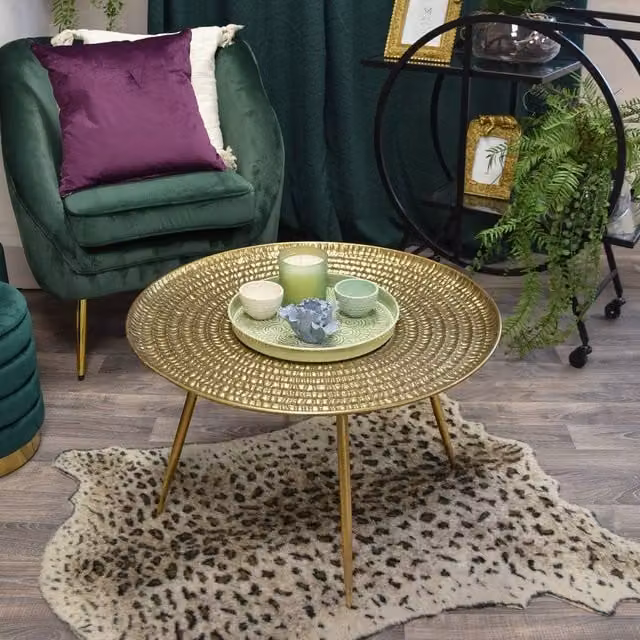 Madison & Mayfair Round Metal Coffee Table in Gold, Diameter: 70.5 cm, Height: 44 cm – 1