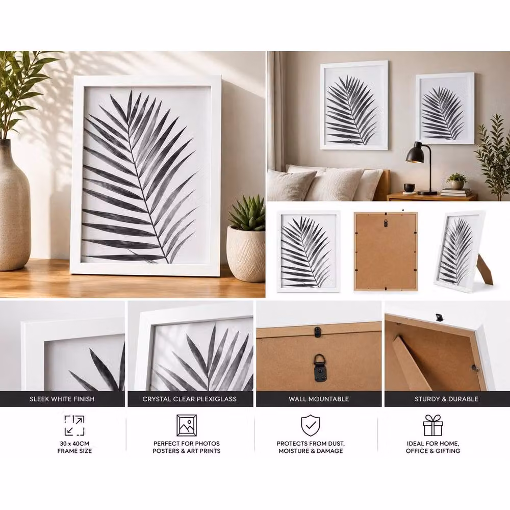 FLAVORA Minimalist Rectangular Single Photo Picture Frame in White, W: 100 cm, H: 15 cm, D: 1.5 cm – 3