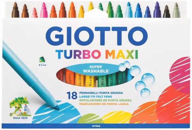 Giotto Turbo Maxi Felt Tip Pen 18 Piece Set in Multicolour