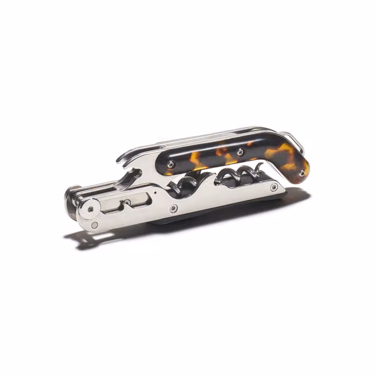 Craighill Best Wine Key Tortoise Waiters Friend with Foil Cutter in Black and Brown Stainless Steel