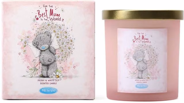 Me To You Best Mum Peony and White Lily Scented Candle, 206g, Pink and Gold