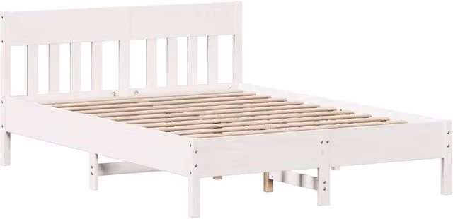 Berkfield Home King Size Solid Wood Pine Bed Frame, White, W/D/H: 150 x 200 cm