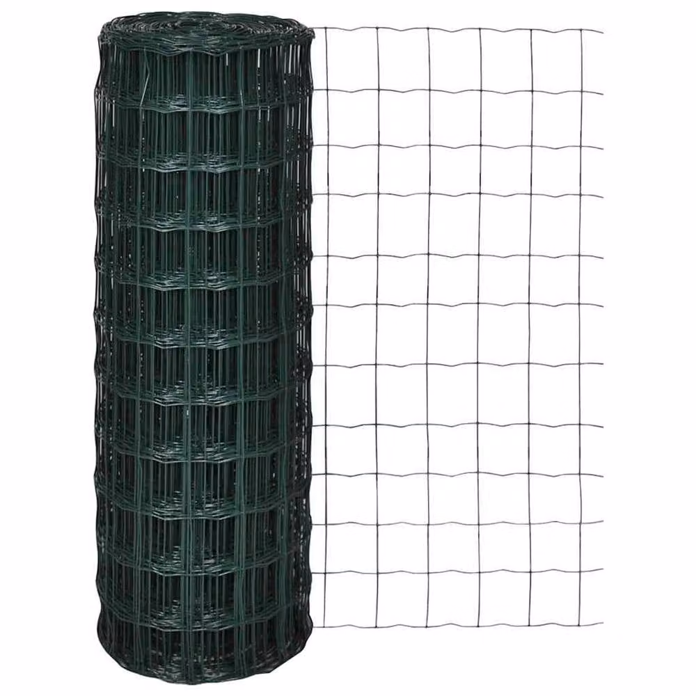 Berkfield Home Euro Fence PVC-Coated Steel Fencing, Green, W: 10 m, H: 1.5 m – 2
