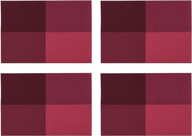 Orsina Set of Four Pink PVC Rectangular Grid Design Placemats