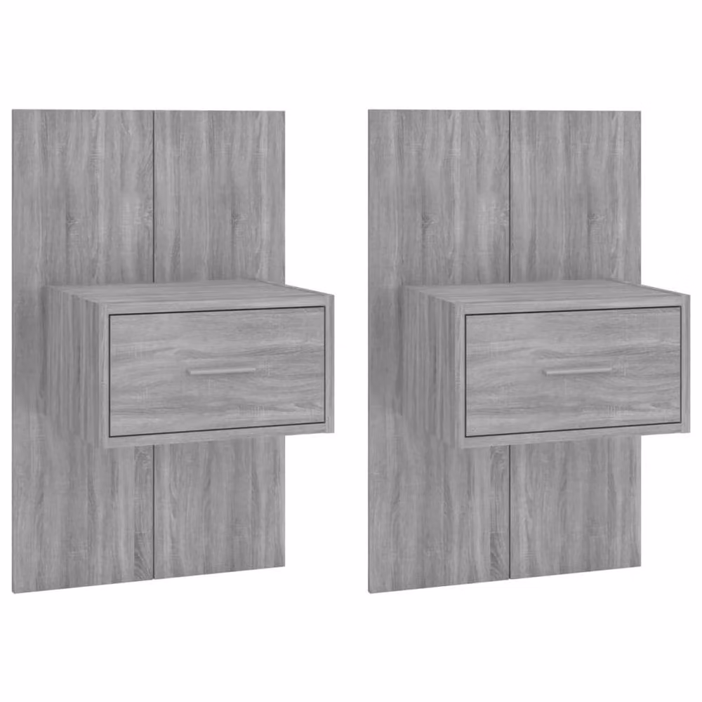 Berkfield Home Set of 2 Wall-mounted Bedside Cabinets in Grey Sonoma – 3