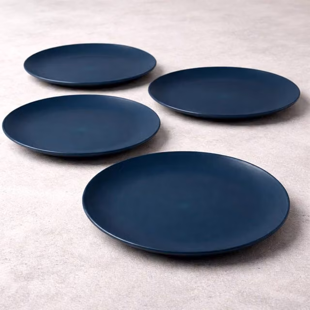Dragodirect Set of 4 Reusable Blue Plastic Dinner Plates, Diameter: 25 cm – 1