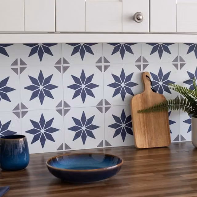 d-c-fix Blue Self-Adhesive Wall Tiles (6 Tiles)