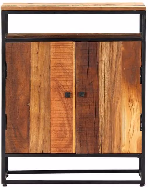 Berkfield Home Industrial Side Cabinet in Brown with Solid Reclaimed Wood and Steel, W/D/H: 60 x 35 x 76 cm – 1