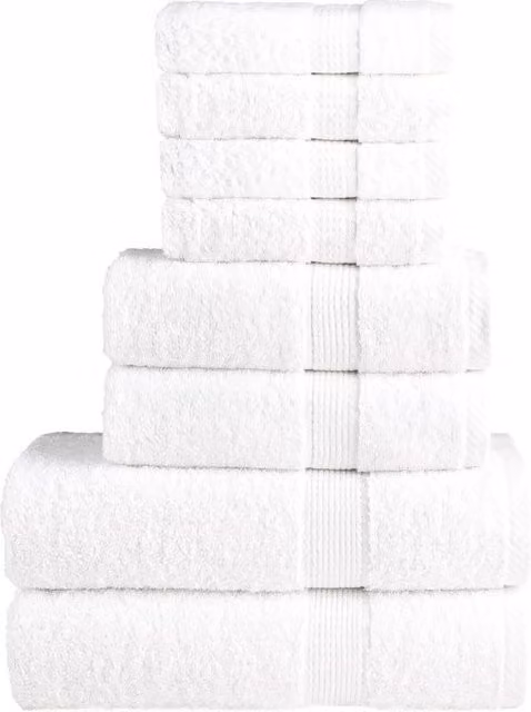 Berkfield Home SOLUND 8 Piece Premium White Cotton Terry Towel Set, 600 gsm – 1