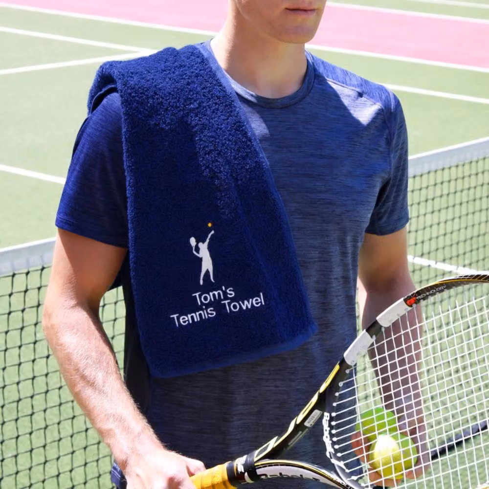 Duncan Stewart Personalised Navy Blue Cotton Terry Tennis Court Towel – 3