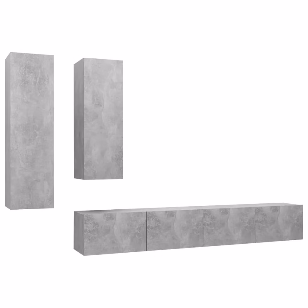 Berkfield Home 4 Piece Modern TV Cabinet Set in Concrete Grey Matt MDF – 2