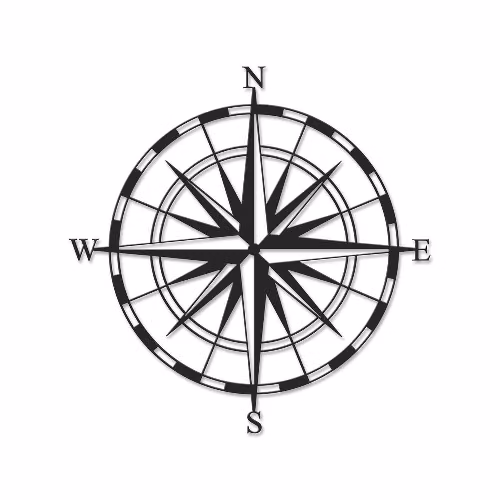 Decortie Compass Modern Metal Wall Art Ornament in Black, W/D/H: 45 x 45 x 45 cm – 2