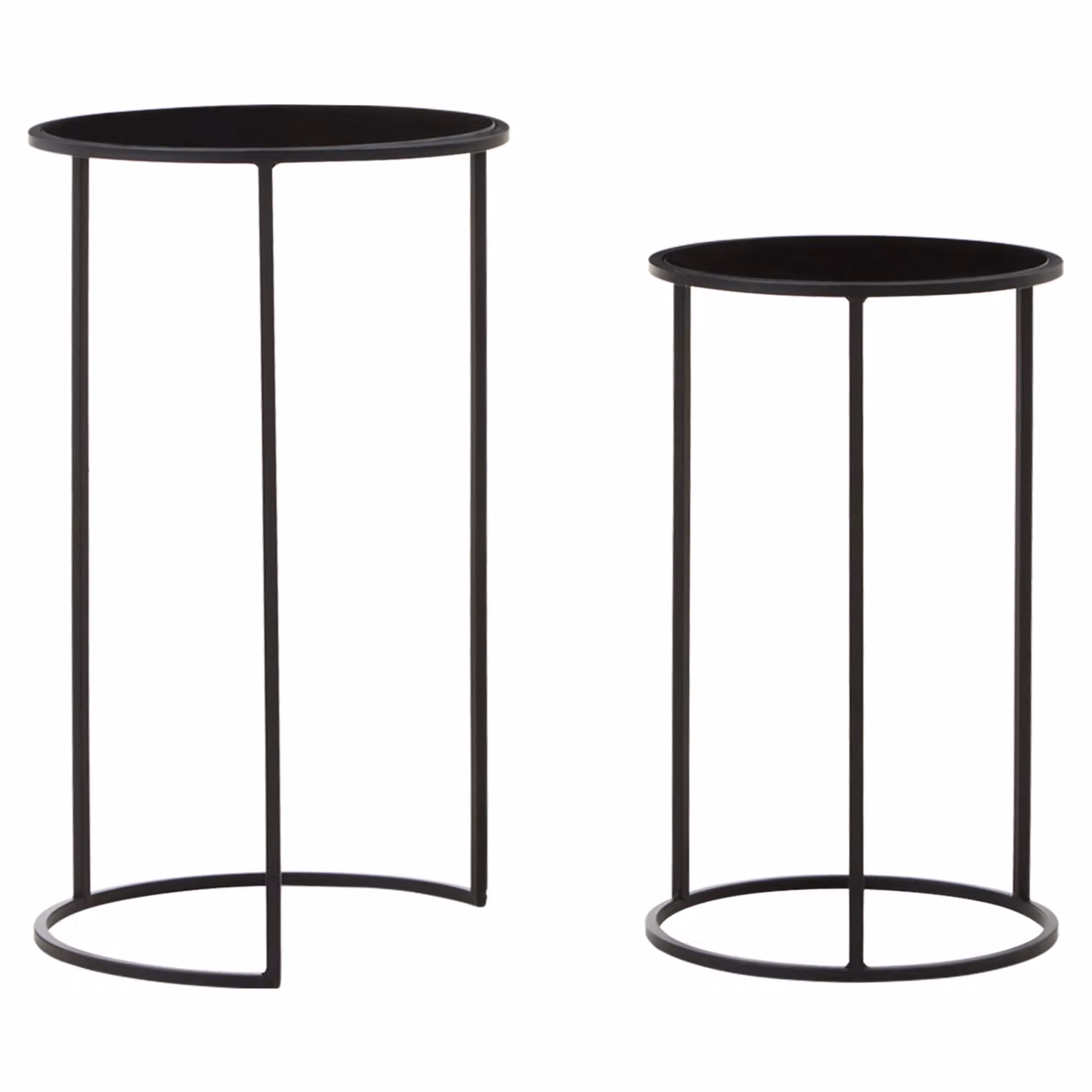 Orsina Avento Set of Two Round Black Glass and Metal Plant Stands – 3