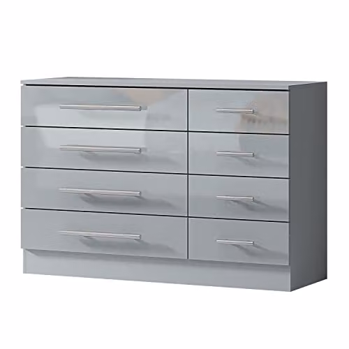 Harmin High Gloss 8 Drawer Sideboard in Grey W/D/H: 113 x 40 x 74.5 cm – 1