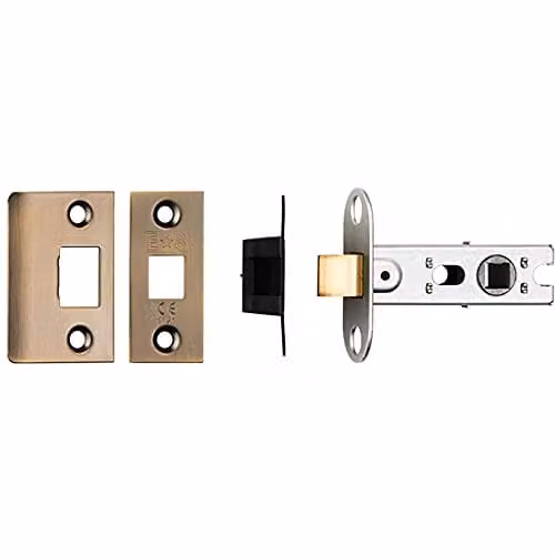 Loops 64mm Tubular Mortice Door Latch Bolt Through with Square Forends in Antique Brass