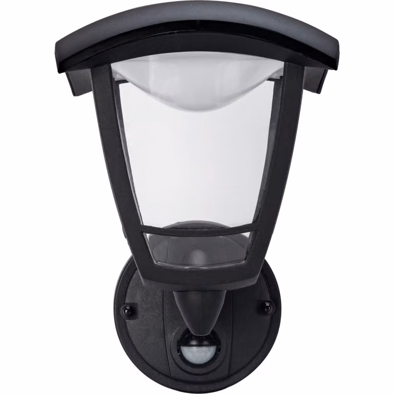 Luceco LED Four Panel Coach Lantern with PIR Motion Sensor, IP44 Rated, Black