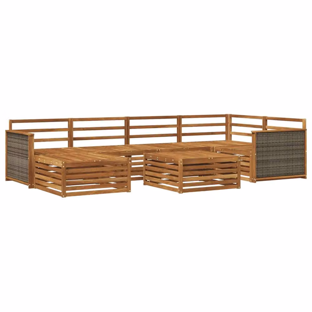 Berkfield Home 7 Piece Outdoor Sofa Set in Brown Wood – 2