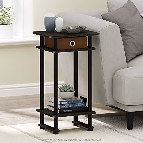 Furinno TURN-N-TUBE Set of 2 3-Tier Side Tables with Storage Bin in Espresso – 2