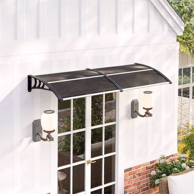 EONLION Black Polycarbonate Outdoor Door Canopy Awning, Width: 100 cm – 1