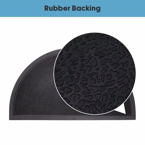 JVL Sesia Semicircular Black Rubber Scraper Doormat W: 40 cm, D: 70 cm – 7