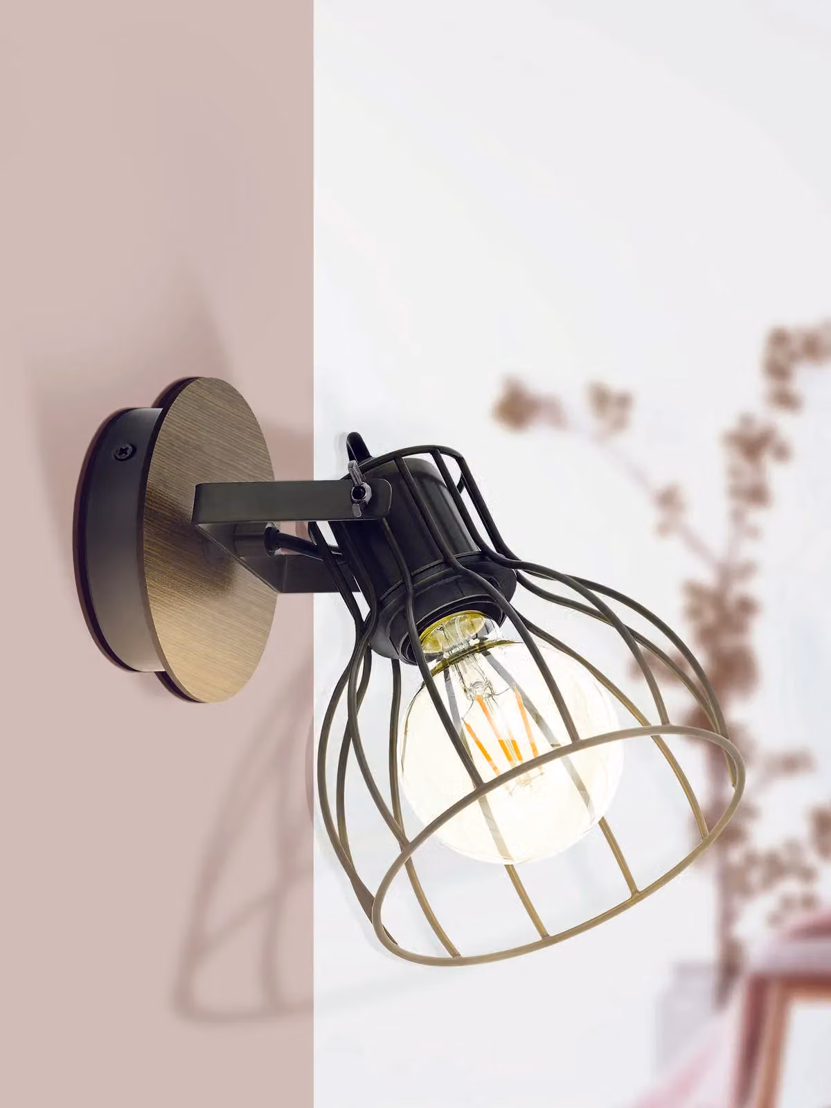 Loops 2 Pack Modern Wall Lights in Brown and Silver with Metal Open Cage Shade and E27 Socket – 3