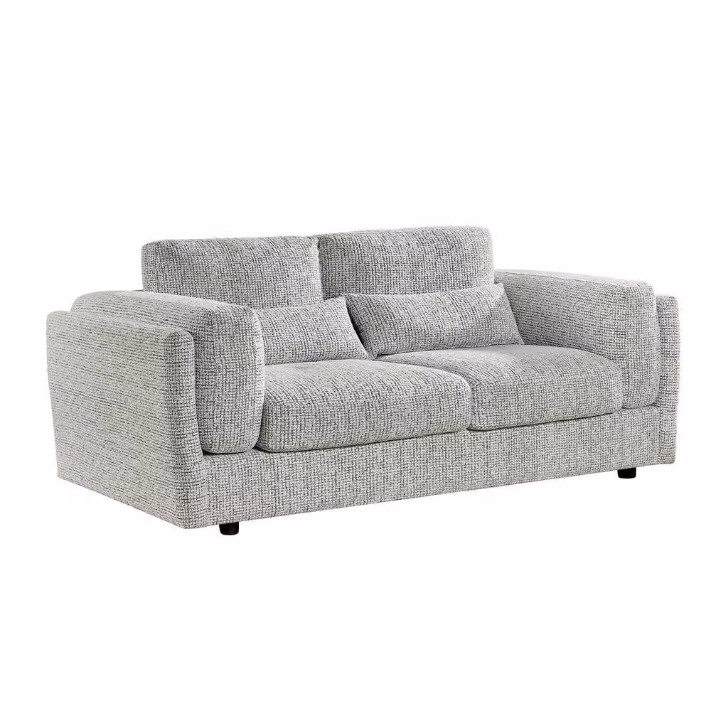 Furnishings For Less UK Bali 3 Piece Sofa Suite in Grey Chenille Fabric featuring a 3 Seater Sofa and 2 Armchairs – 2
