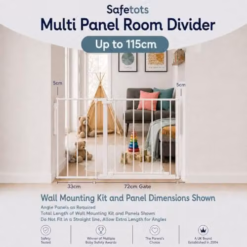 Safetots Premium Multi Panel Room Divider with Swing Door, White, Width: 115 cm, Height: 70 cm – 3