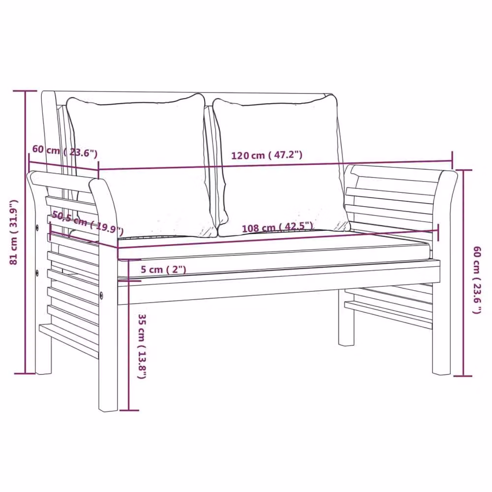 Berkfield Home Beautiful 2 Piece Garden Lounge Set with Acacia Wood Frame and Dark Grey Cushions in Brown – 4