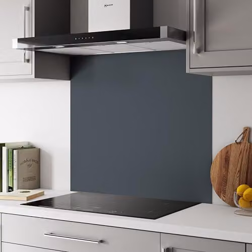 Bushboard Grey and Blue Aluminium Kitchen Splashback Panel, W: 90 cm, H: 80 cm