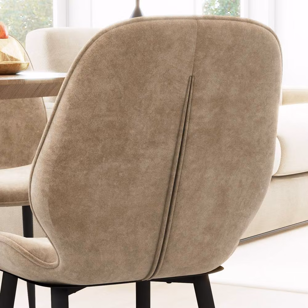 STILVORA Set of 2 Modern Brown Velvet Dining Chairs with Metal Legs – 7