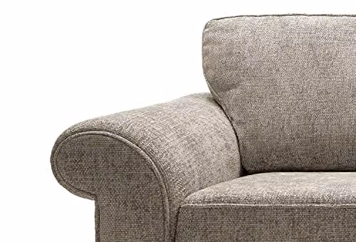 Abakus Direct Ingrid 3 Seater Sofa in Beige Braided Chenille Fabric, W/D/H: 215 x 95 x 90 cm – 4